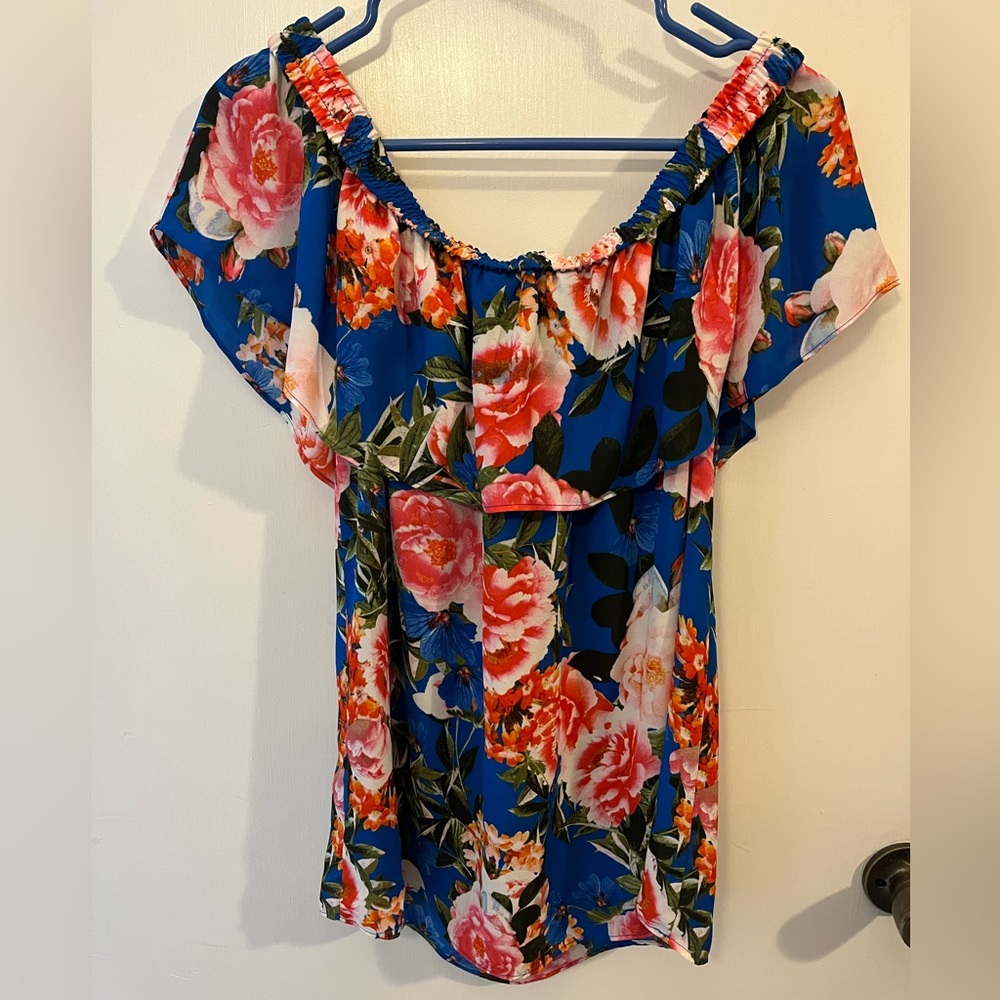 Rose & Olive blue floral blouse